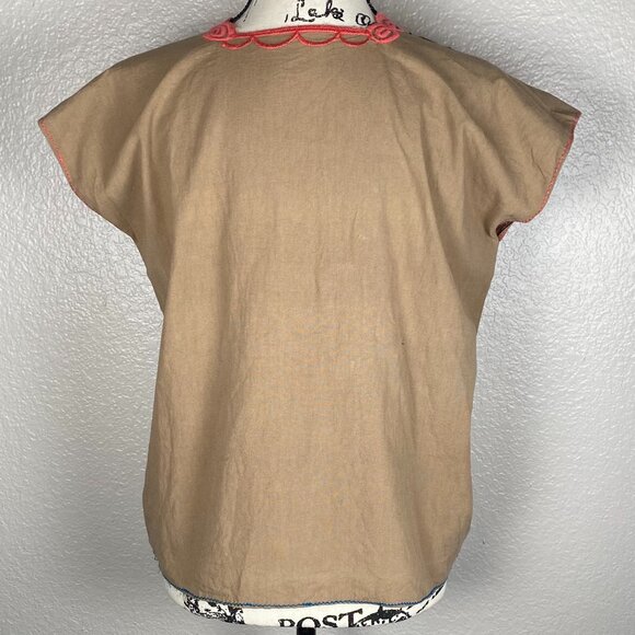 Sz M Embroidered Handmade Tequisquiapa Mexico Blouse Mexican Folk Art Floral - Picture 4 of 6